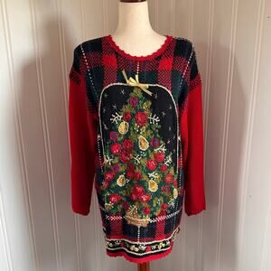 Vintage 90s Christmas Cottagecore Knit Sweater M